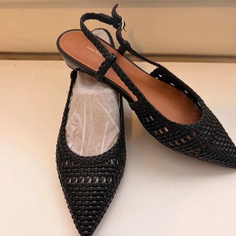 Marc Fisher Black Woven Slingback Flats - Kelysa style - Picture 7 of 14